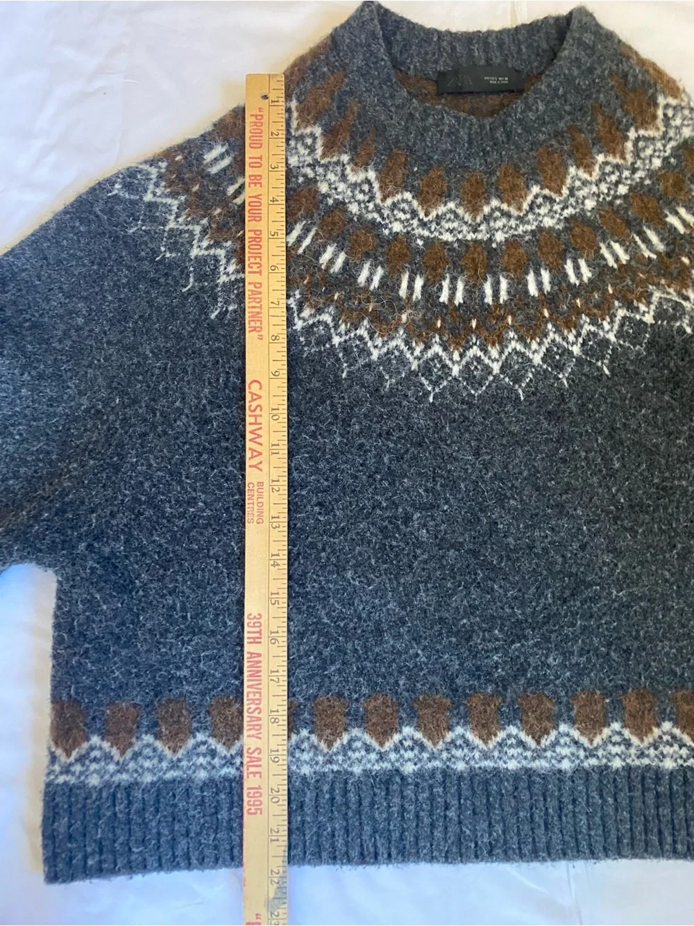 Zara Women's Fair Isle Wool Alpaca Blend Sweater Anthrcite Grey LG Cozycore - Picture 14 of 17